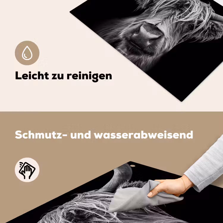 Schotse hooglander - Zwart - Wit Inductie beschemer met haakjes klein -ky-schoon-de