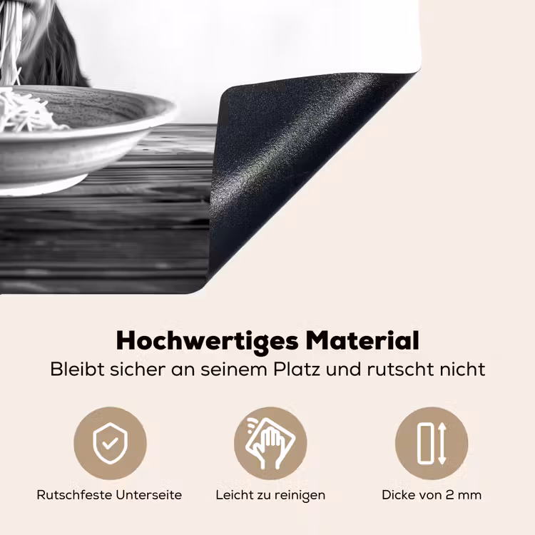 Schotse Hooglander - Spaghetti - Dieren - Zwart wit Inductie beschemer met haakjes klein -ky-onderkant-de