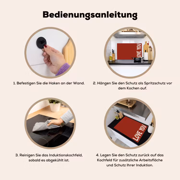 Schuin - Loveyou - Rood Inductie beschemer met haakjes klein -ky-gebruik-de