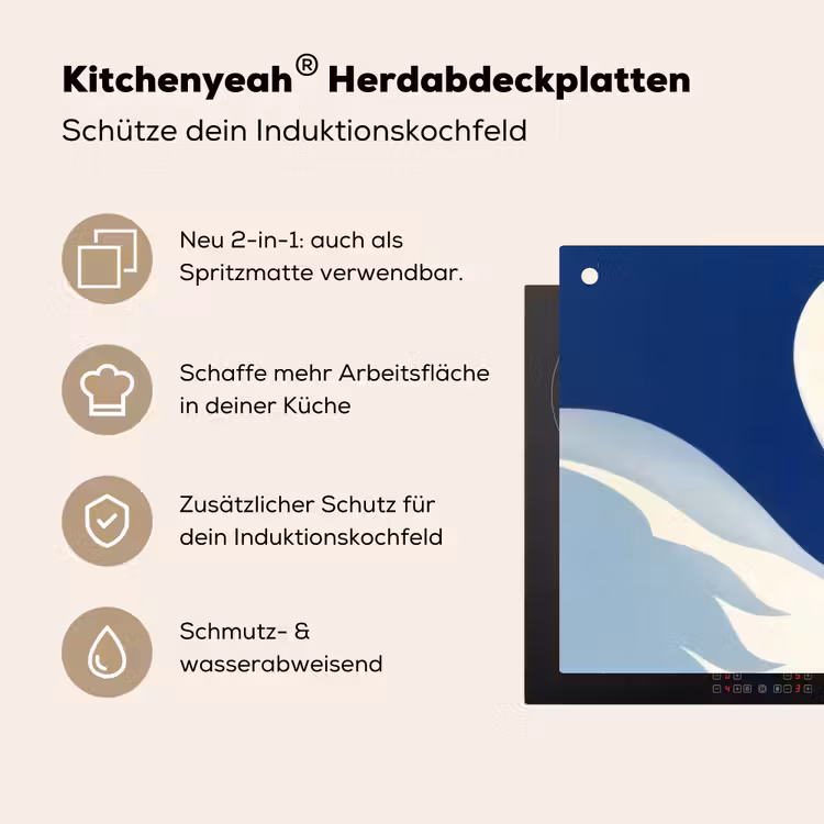 Zwaan - Wit - Snavel - Illustratie Inductie beschemer met haakjes klein -ky-usp-de