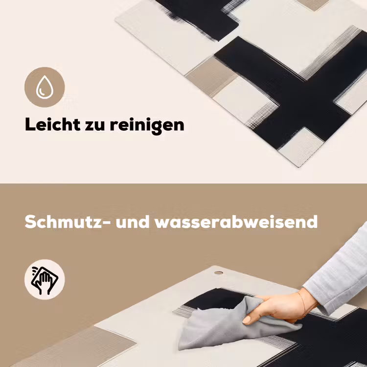 Zwart - Abstract - Japandi Inductie beschemer met haakjes klein -ky-schoon-de