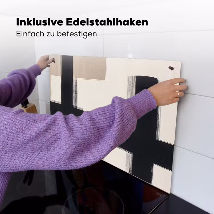 Zwart - Abstract - Japandi Inductie beschemer met haakjes klein -ky-ophangen-de