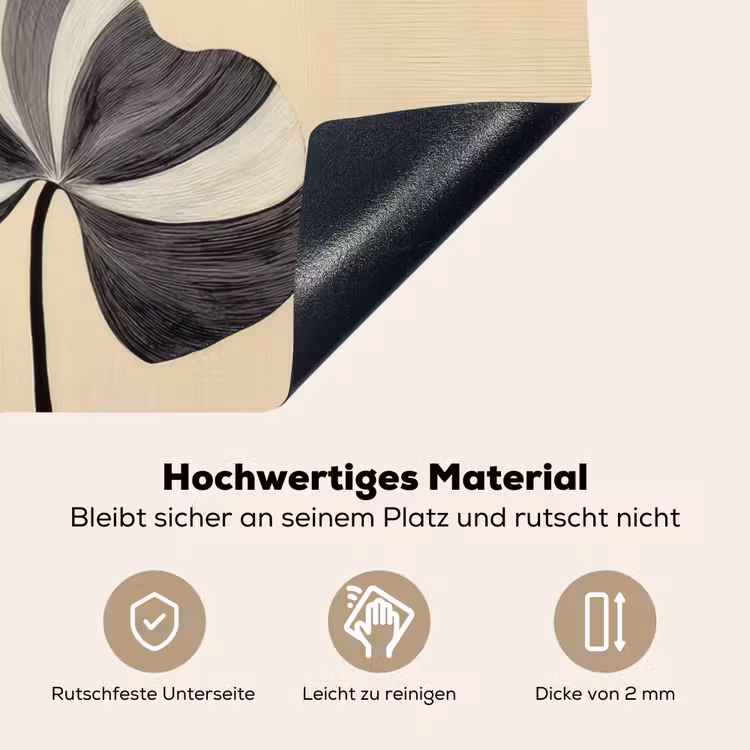 Zwart - Bladeren - Strepen - Minimalistisch Inductie beschemer met haakjes klein -ky-onderkant-de