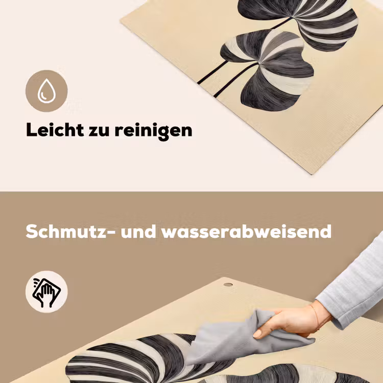 Zwart - Bladeren - Strepen - Minimalistisch Inductie beschemer met haakjes klein -ky-schoon-de