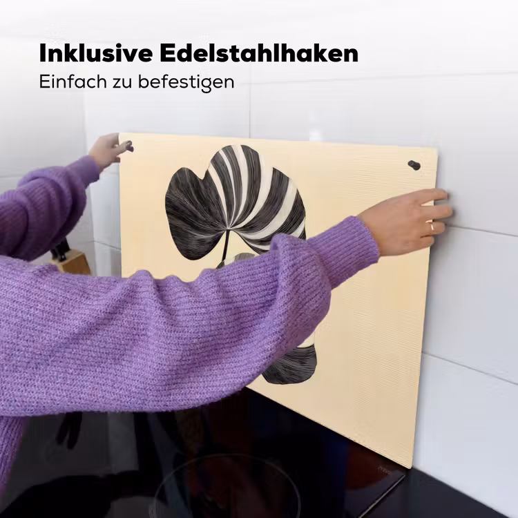 Zwart - Bladeren - Strepen - Minimalistisch Inductie beschemer met haakjes klein -ky-ophangen-de