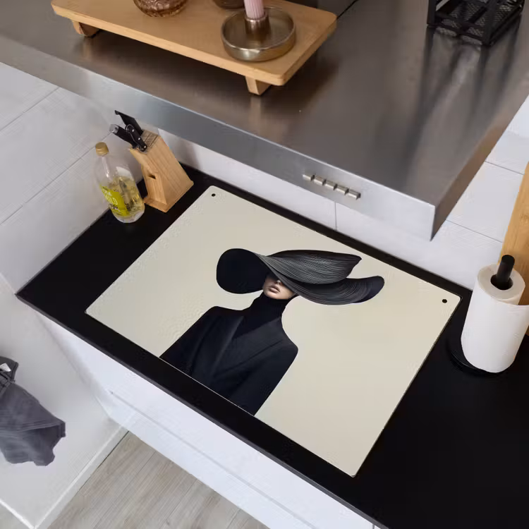 Zwart - Vrouw - Hoed Inductie beschemer met haakjes klein -sfeer1