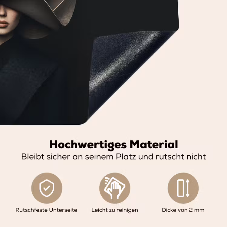 Zwarte - Hoed - Vrouw Inductie beschemer met haakjes klein -ky-onderkant-de
