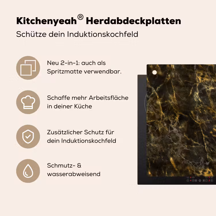 Zwart - Marmer - Goud Inductie beschemer met haakjes klein 777 -ky-usp-de