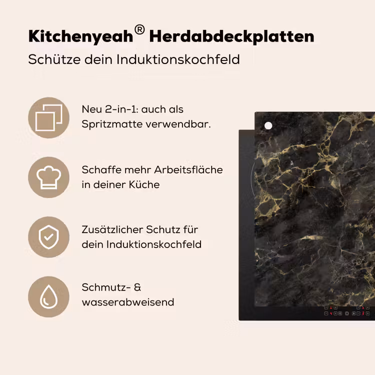 Zwart - Marmer - Goud - Nerf Inductie beschemer met haakjes klein 777 -ky-usp-de