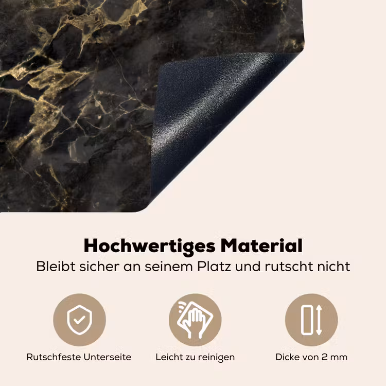 Zwart - Marmer - Goud - Nerf Inductie beschemer met haakjes klein 777 -ky-onderkant-de