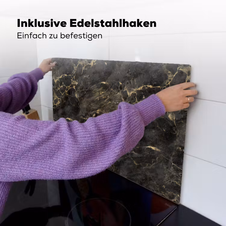 Zwart - Marmer - Goud - Nerf Inductie beschemer met haakjes klein 777 -ky-ophangen-de