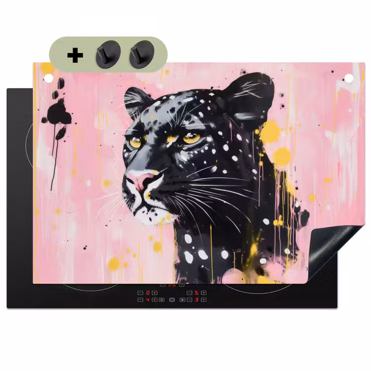 Zwart - Panter - Roze - Abstract Inductie beschemer met haakjes klein -3d