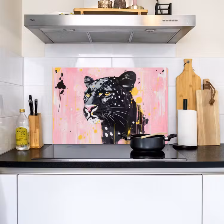 Zwart - Panter - Roze - Abstract Inductie beschemer met haakjes klein -sfeer2
