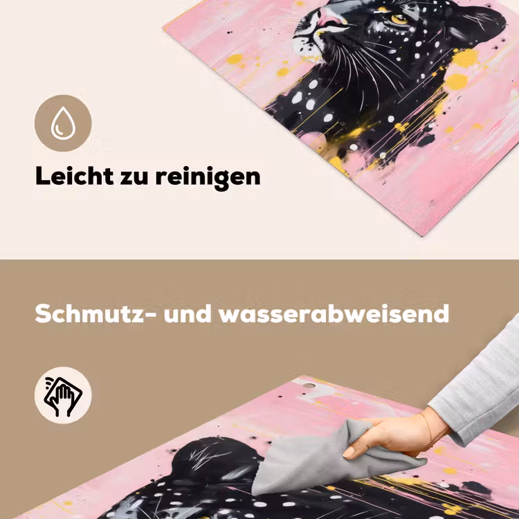 Zwart - Panter - Roze - Abstract Inductie beschemer met haakjes klein -ky-schoon-de