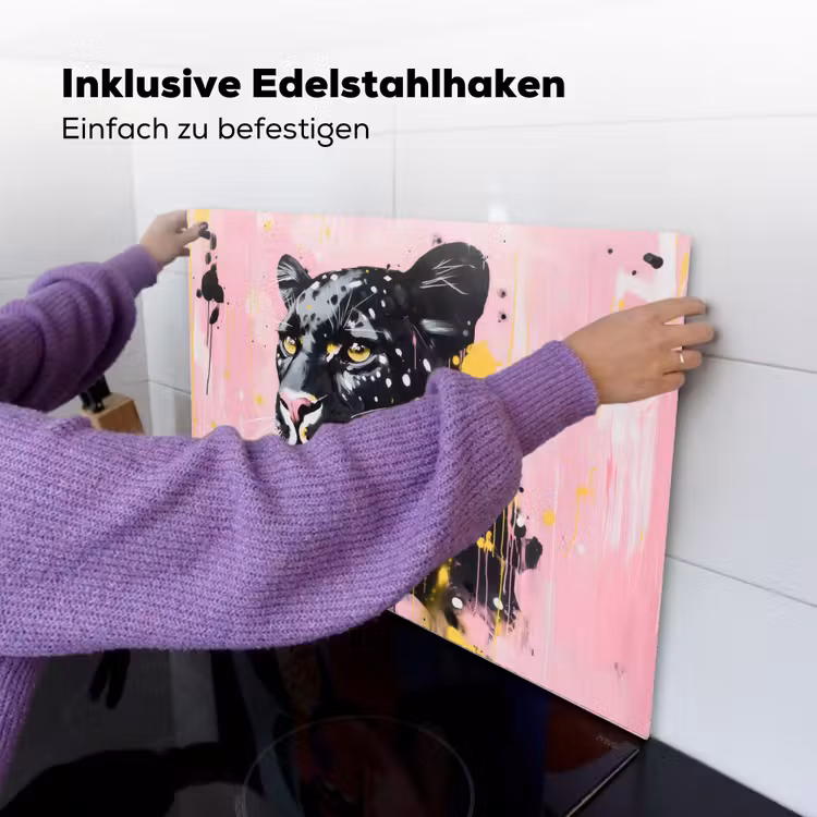Zwart - Panter - Roze - Abstract Inductie beschemer met haakjes klein -ky-ophangen-de