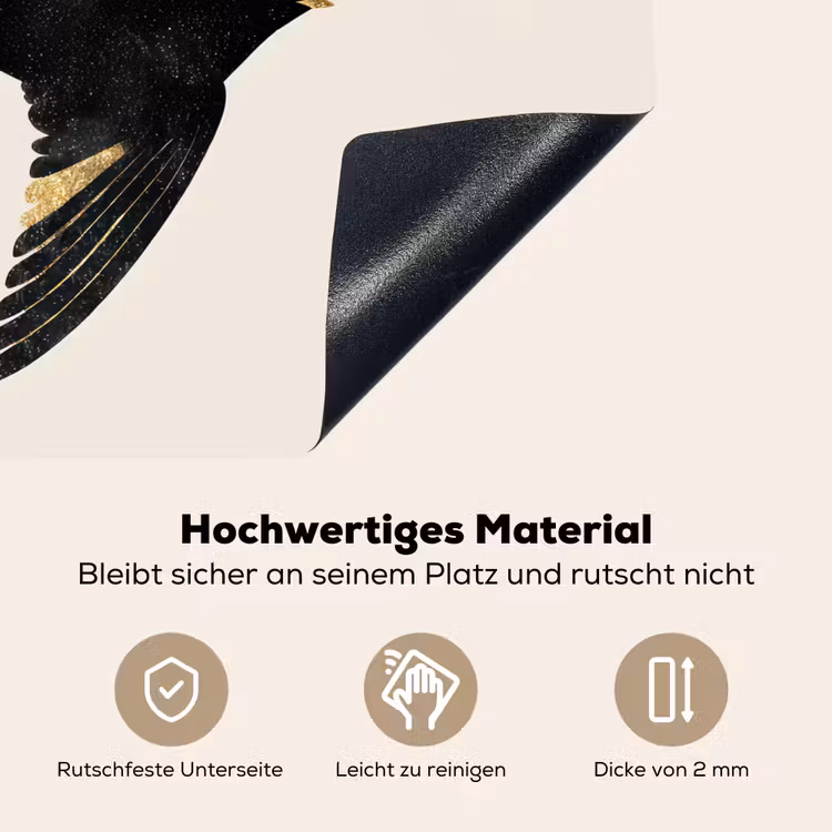 Zwarte zwaluw - Gouden accenten - Lichte achtergrond Inductie beschemer met haakjes middel -ky-onderkant-de