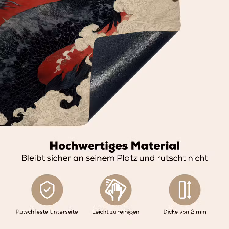 Zwarte draak - Rookwolken - Rood Inductie beschemer met haakjes middel -ky-onderkant-de