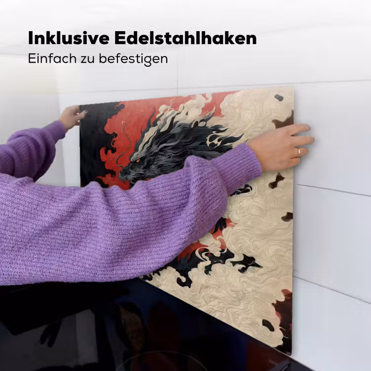 Zwarte draak - Rookwolken - Rood Inductie beschemer met haakjes middel -ky-ophangen-de