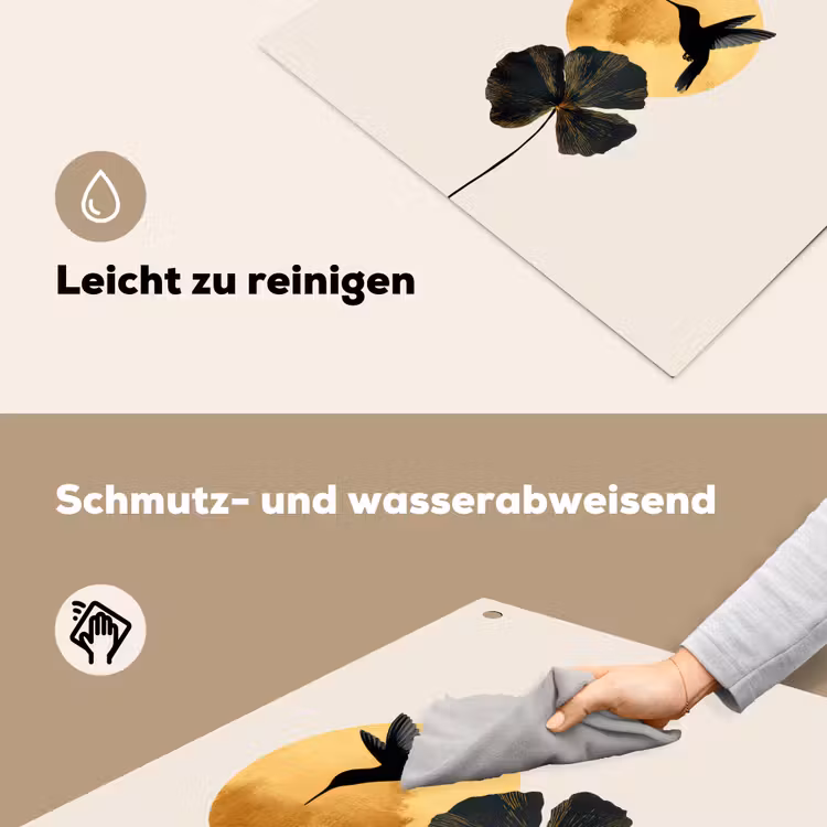 Zwarte kolibrie - Bloem - Gouden cirkel Inductie beschemer met haakjes middel -ky-schoon-de