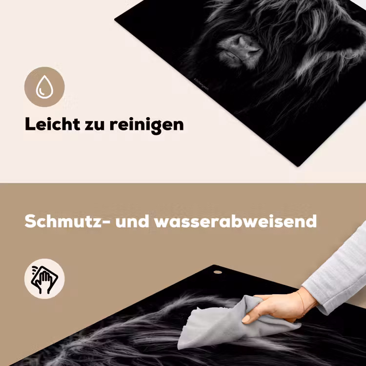Schotse hooglander - Zwart Inductie beschemer met haakjes klein -ky-schoon-de
