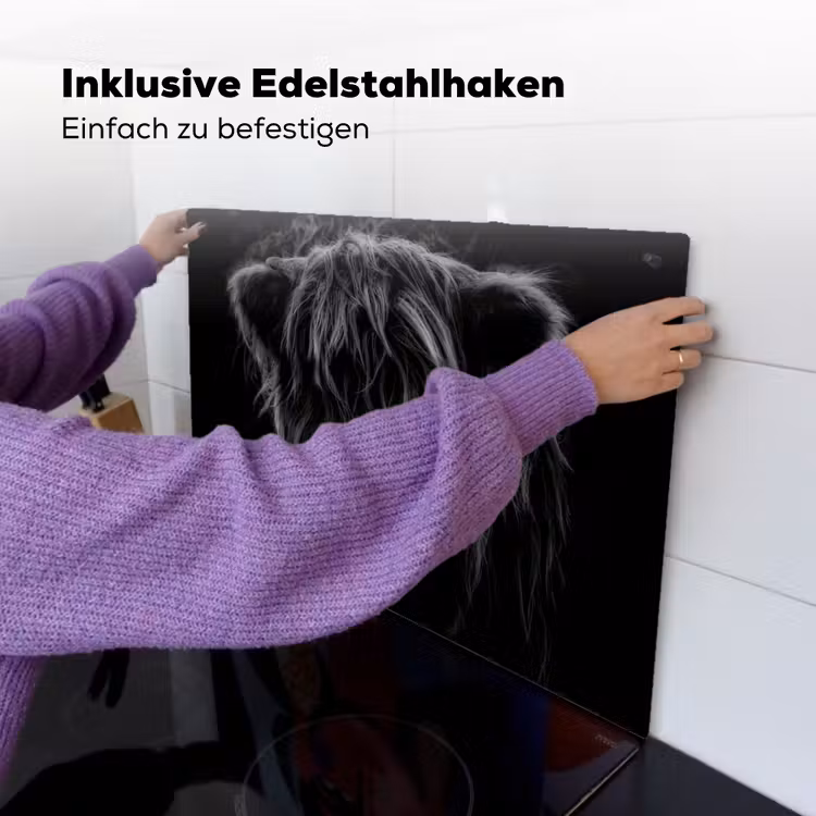 Schotse hooglander - Zwart Inductie beschemer met haakjes klein -ky-ophangen-de