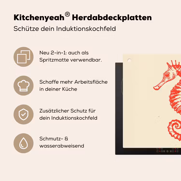 Zeepaardje - Rood - Fijne details Inductie beschemer met haakjes middel -ky-usp-de