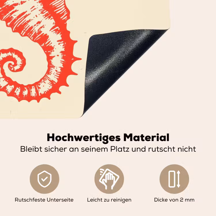 Zeepaardje - Rood - Fijne details Inductie beschemer met haakjes middel -ky-onderkant-de