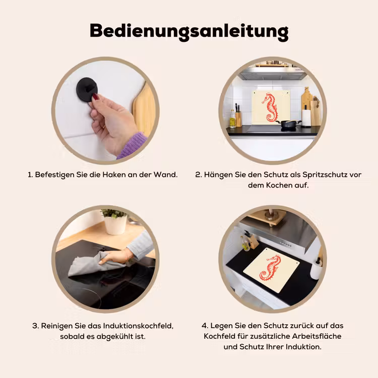 Zeepaardje - Rood - Fijne details Inductie beschemer met haakjes middel -ky-gebruik-de