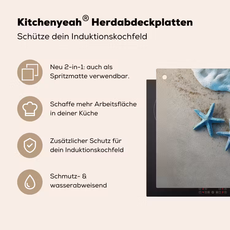Zeesterren - Zand - Zee - Blauw Inductie beschemer met haakjes middel -ky-usp-de