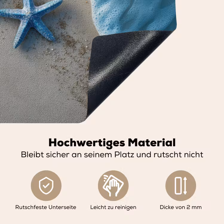 Zeesterren - Zand - Zee - Blauw Inductie beschemer met haakjes middel -ky-onderkant-de
