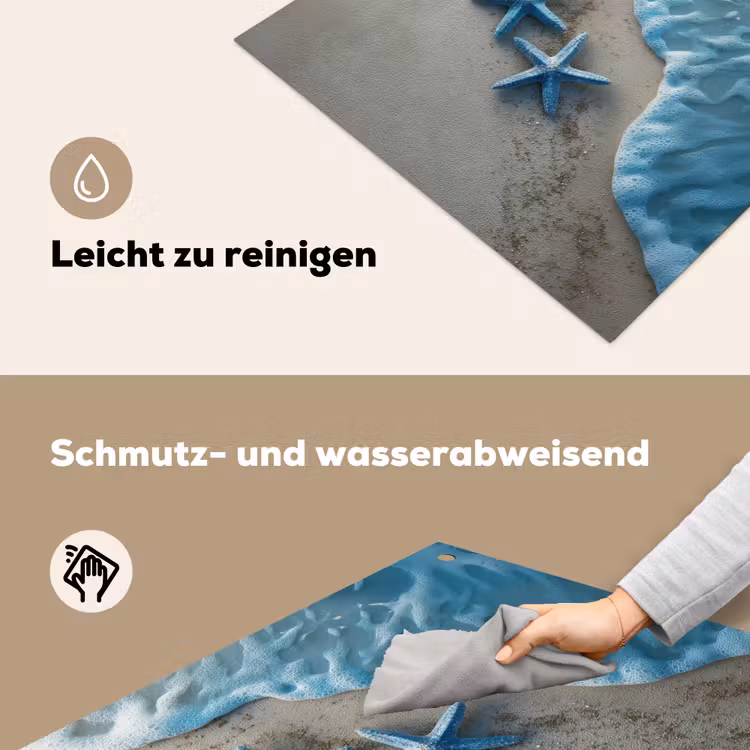 Zeesterren - Zand - Zee - Blauw Inductie beschemer met haakjes middel -ky-schoon-de