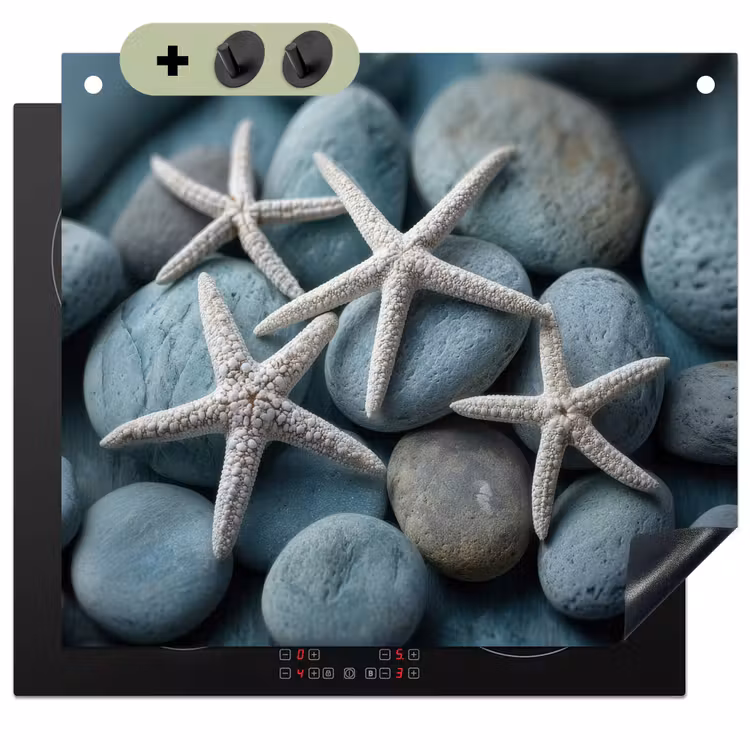 Zeesterren - Stenen - Wit Inductie beschemer met haakjes middel -3d
