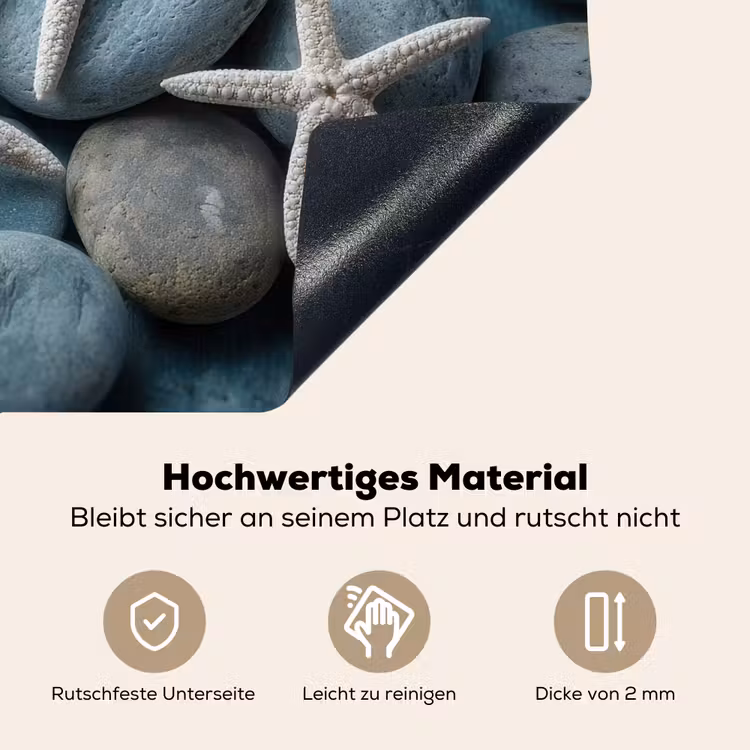 Zeesterren - Stenen - Wit Inductie beschemer met haakjes middel -ky-onderkant-de