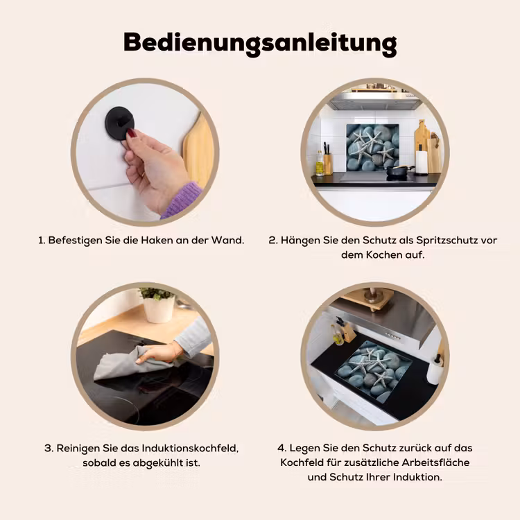 Zeesterren - Stenen - Wit Inductie beschemer met haakjes middel -ky-gebruik-de