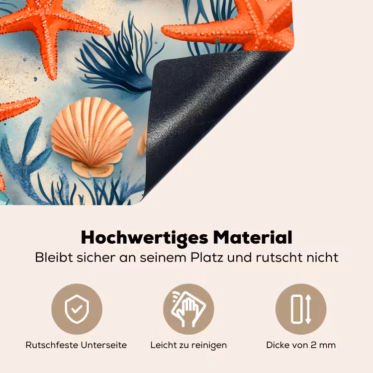 Zeesterren - Schelpen - Illustratie - Zand Inductie beschemer met haakjes klein -ky-onderkant-de