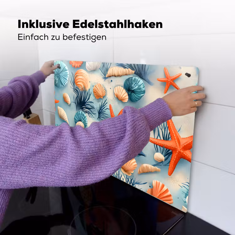 Zeesterren - Schelpen - Illustratie - Zand Inductie beschemer met haakjes klein -ky-ophangen-de