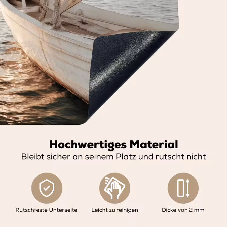 Zeilboot - Zee - Beige - Zon Inductie beschemer met haakjes middel -ky-onderkant-de