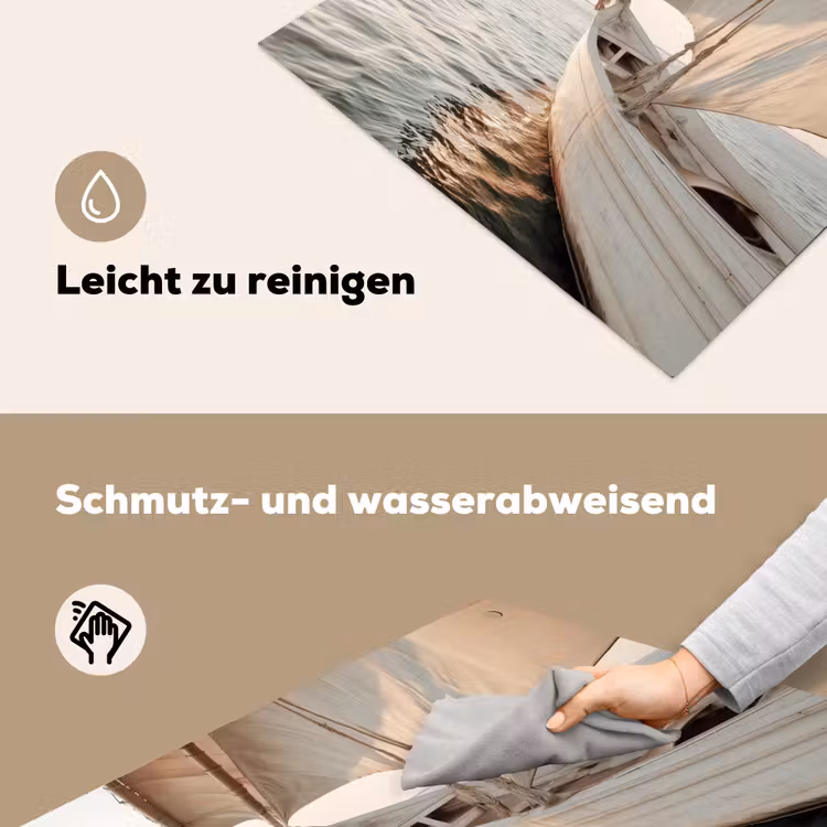 Zeilboot - Zee - Beige - Zon Inductie beschemer met haakjes middel -ky-schoon-de