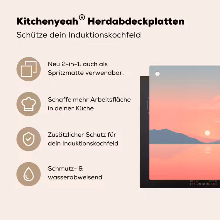 Zeilboot - Roze zee - Zonsondergang - Bergen Inductie beschemer met haakjes middel -ky-usp-de