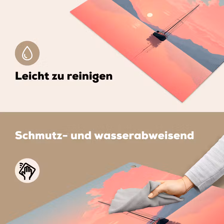 Zeilboot - Roze zee - Zonsondergang - Bergen Inductie beschemer met haakjes middel -ky-schoon-de
