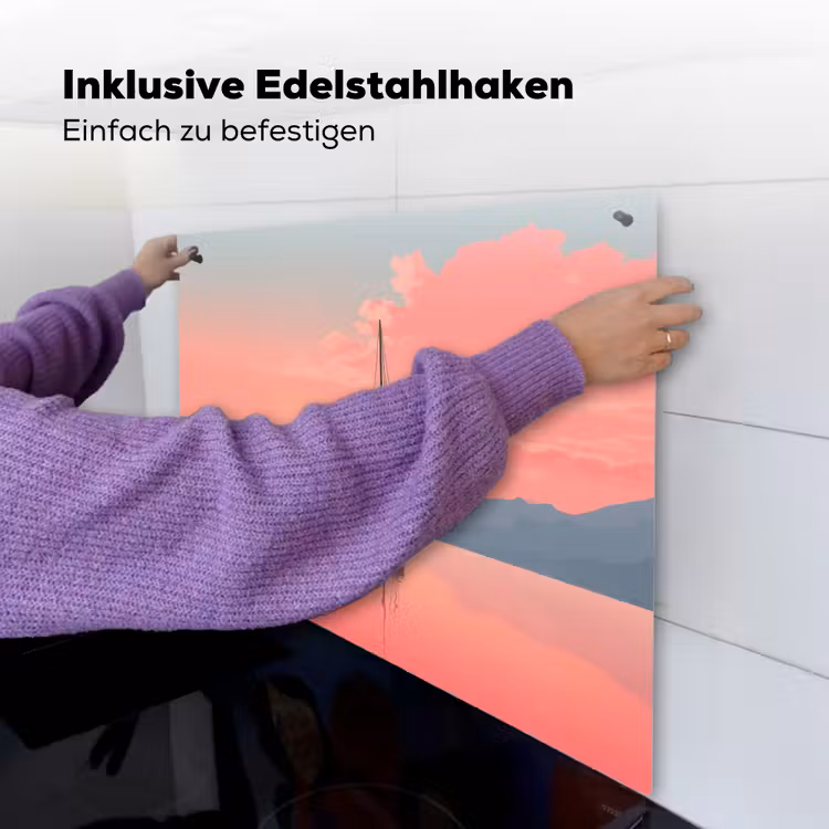 Zeilboot - Roze zee - Zonsondergang - Bergen Inductie beschemer met haakjes middel -ky-ophangen-de
