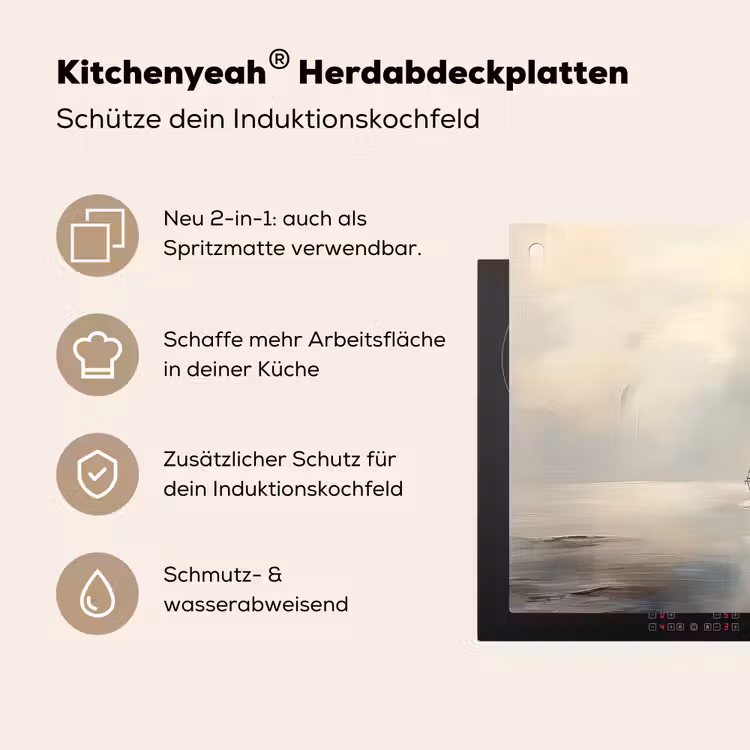 Zeilschip - Zee - Bewolkt Inductie beschemer met haakjes klein -ky-usp-de