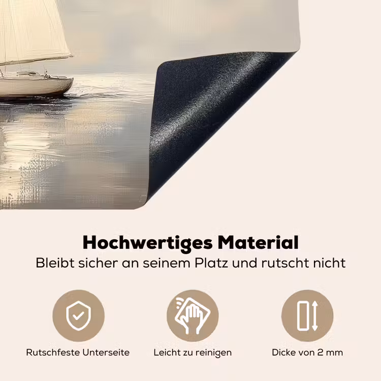 Zeilschip - Zee - Bewolkt Inductie beschemer met haakjes klein -ky-onderkant-de