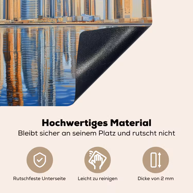 Skyline - Wolkenkrabbers - Water - Blauw Inductie beschemer met haakjes klein -ky-onderkant-de