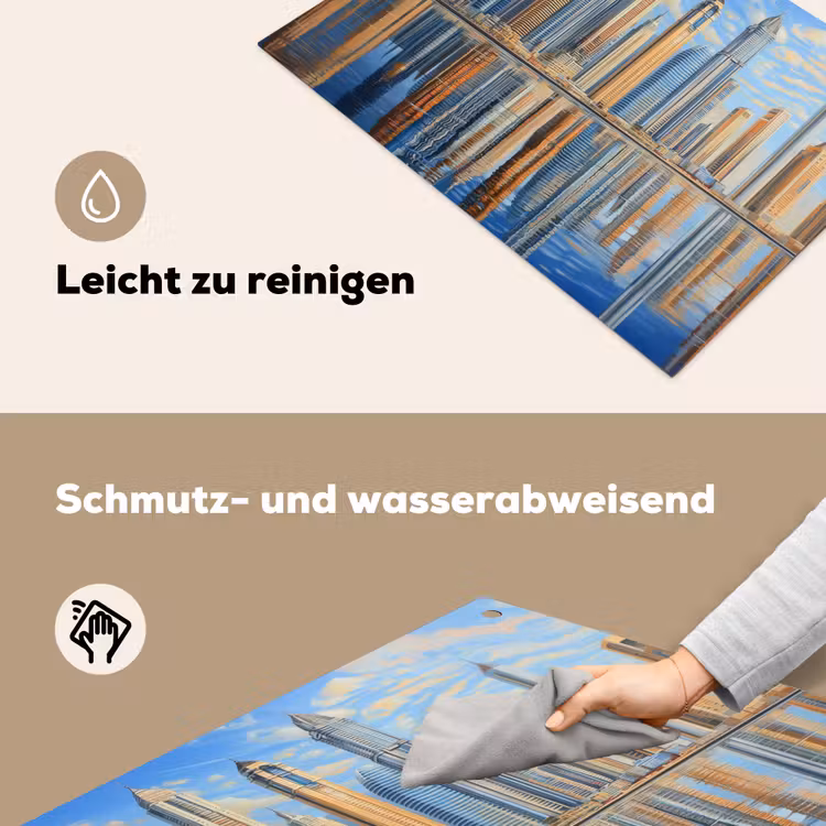 Skyline - Wolkenkrabbers - Water - Blauw Inductie beschemer met haakjes klein -ky-schoon-de