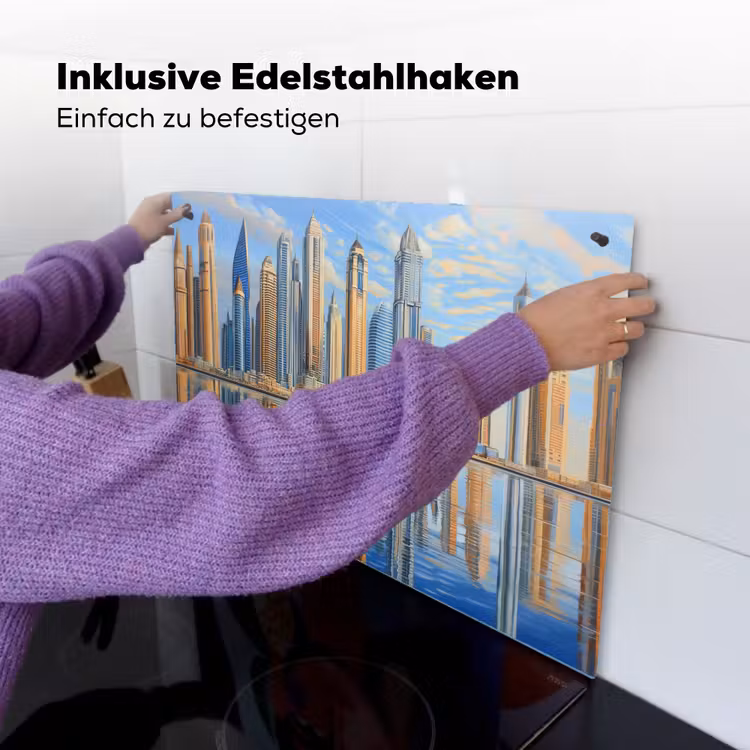 Skyline - Wolkenkrabbers - Water - Blauw Inductie beschemer met haakjes klein -ky-ophangen-de