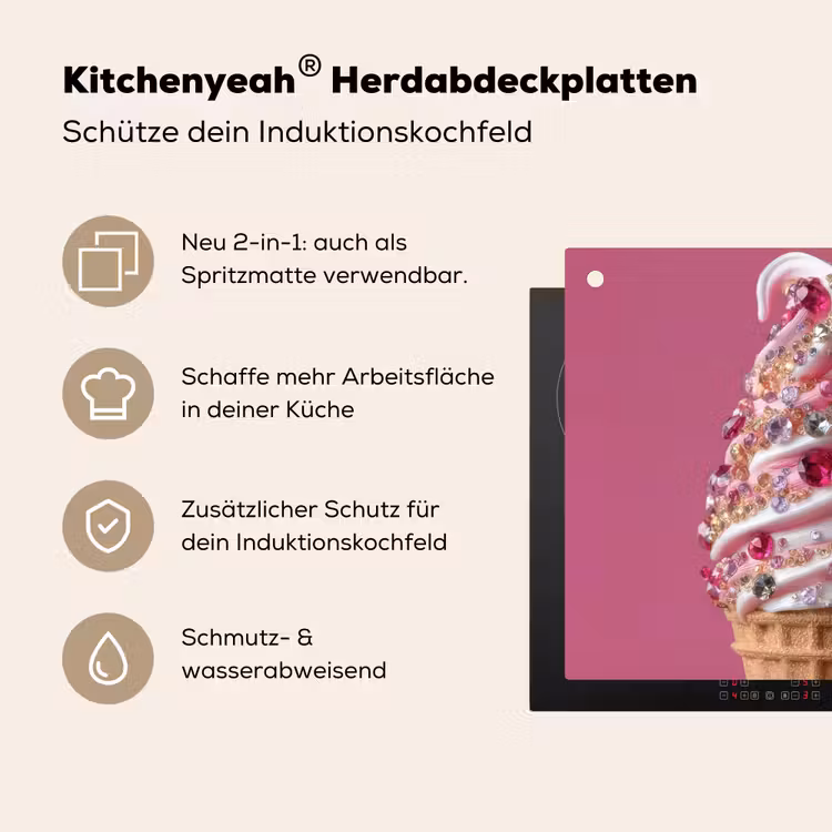 Softijs - Edelstenen - Roze - Hoorntje Inductie beschemer met haakjes middel -ky-usp-de
