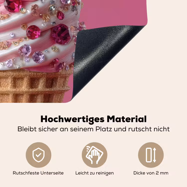 Softijs - Edelstenen - Roze - Hoorntje Inductie beschemer met haakjes middel -ky-onderkant-de