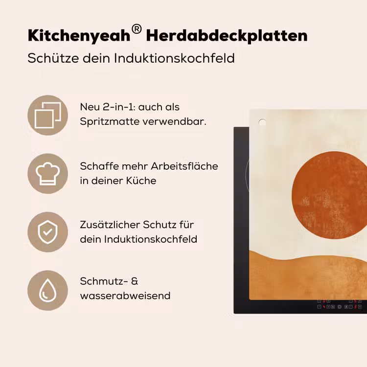 Zon - Abstract - Takken - Oranje Inductie beschemer met haakjes klein -ky-usp-de