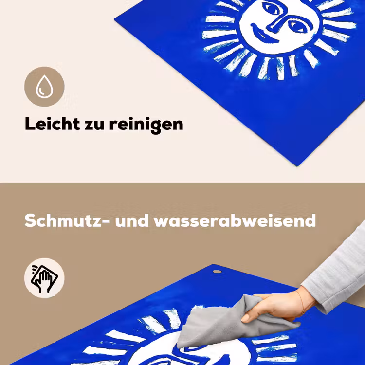 Zon - Gezicht - Penseelstructuur - Blauw Inductie beschemer met haakjes middel -ky-schoon-de